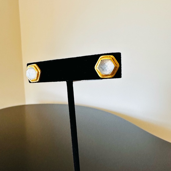 NWT authentic luxe minimalist Julie Vos Iridescent Clear geometric stud earrings - Picture 13 of 17